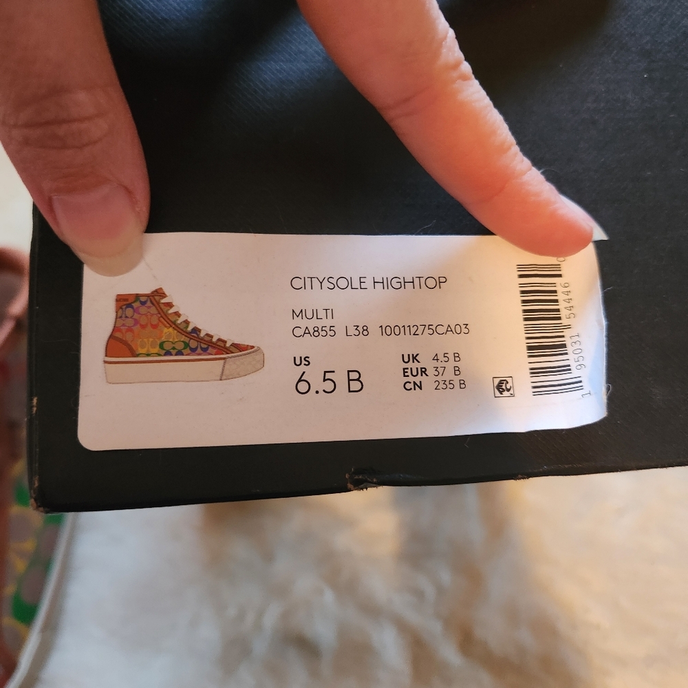 Coach CitySole High Top Platform Sneakers Rainbow Signature Canvas Pride Sz 6.5 - Picture 13 of 14
